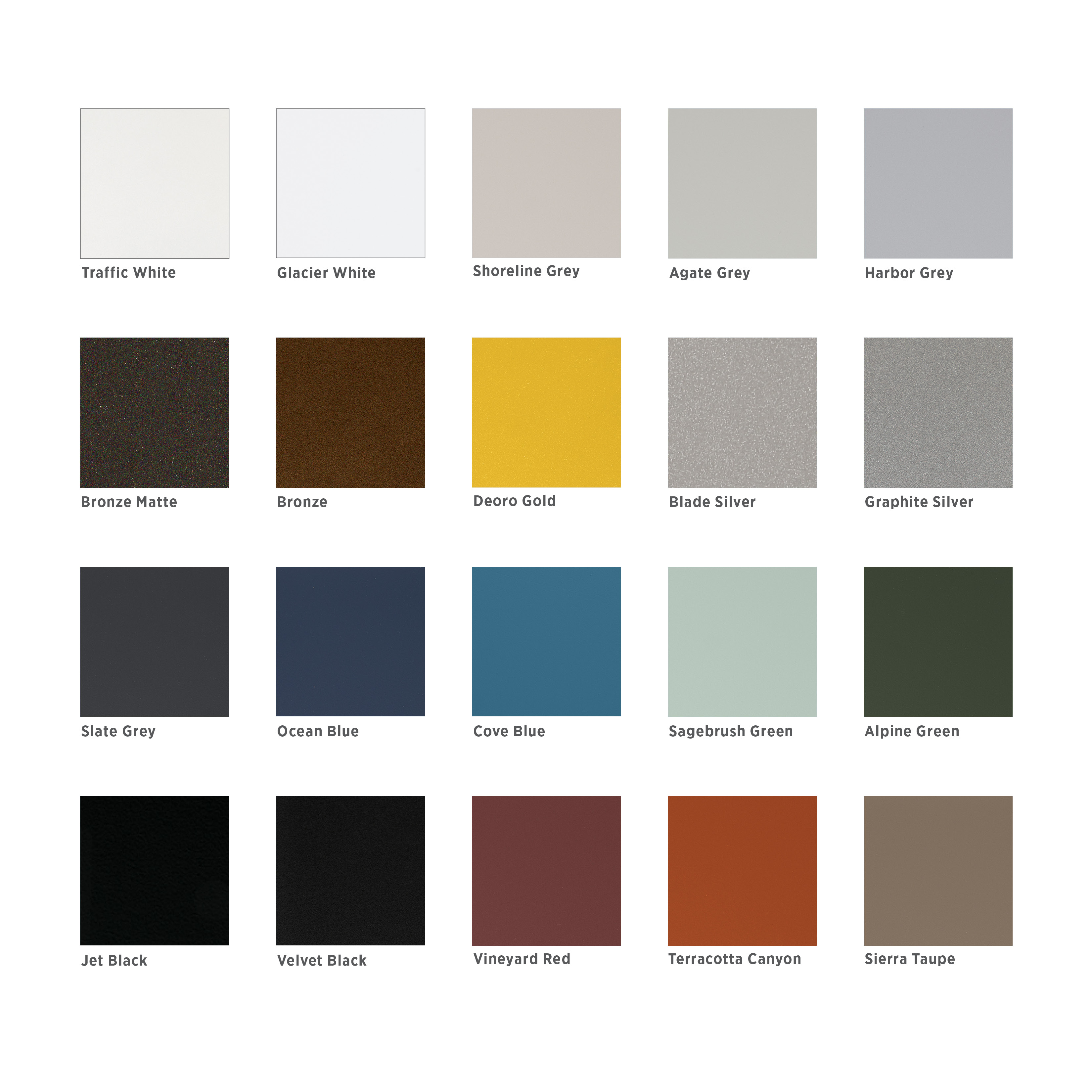 Standard Powder Coat Finishes
